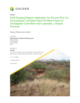 Draft Scoping Report: Application for EA and WUL for the Proposed Turfvlakte Open Pit Mine Project at Grootegeluk Coal Mine Near Lephalale, Limpopo Province