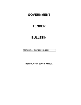 Tender Bulletin No.2001