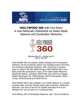 HOLLYWOOD 360 with Carl Amari Begins National Distribution Via