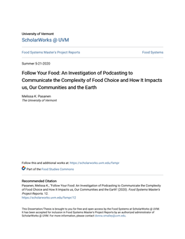Follow Your Food: an Investigation of Podcasting to Communicate the Complexity of Food Choice and How It Impacts Us, Our Communities and the Earth