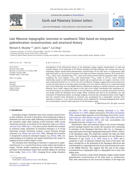 Late Miocene Topographic Inversion in Southwest Tibet Based on Integrated Paleoelevation Reconstructions and Structural History