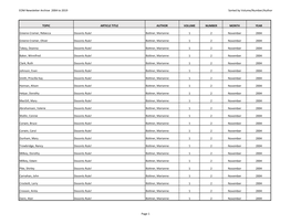 EOM Newsletter Archive 2004 to 2019 Sorted by Volume/Number/Author