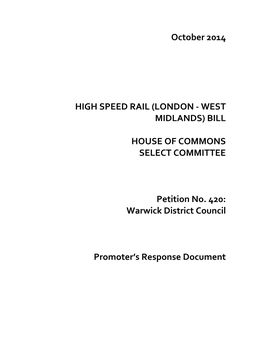 October 2014 HIGH SPEED RAIL (LONDON