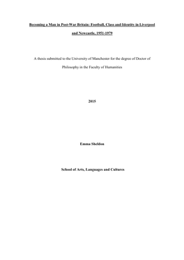 Becoming a Man in Post-War Britain: Football, Class and Identity in Liverpool