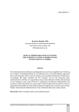 67 Branislav Radeljić, Phd Associate Professor of International Relations