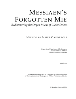 Messiaen's Forgotten