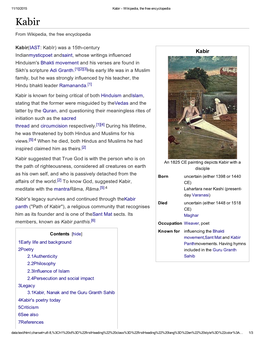 Kabir Wikipedia, the Free Encyclopedia