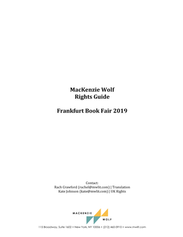 Mackenzie Wolf Rights Guide Frankfurt Book Fair 2019