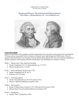 Haydn and Mozart: the Instrumental Masterpieces John Gibbons - John@Holdekunst.Com