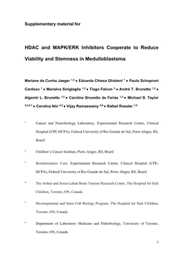 HDAC and MAPK/ERK Inhibitors Cooperate to Reduce Viability and Stemness in Medulloblastoma