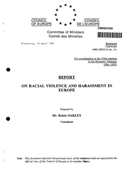 Report on Racial Violence and Harassment In