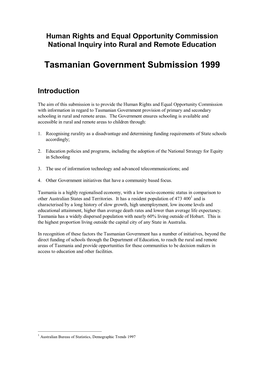 Tasmanian Government Submission 1999