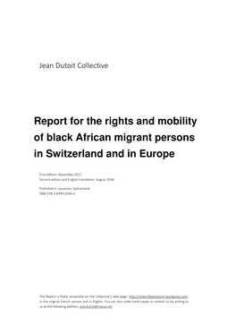 Report for the Rights and Mobility of Black African Migrant Persons in Switzerland and in Europe