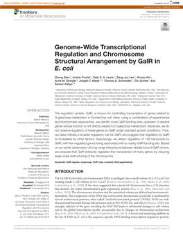 Genome-Wide Transcriptional Regulation and Chromosome Structural Arrangement by Galr in E