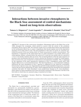 Interactions Between Invasive Ctenophores in the Black Sea: Assessment of Control Mechanisms Based on Long-Term Observations