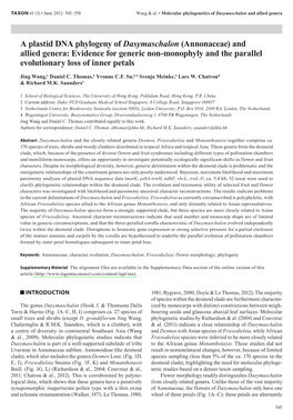 Annonaceae) and Allied Genera: Evidence for Generic Non-Monophyly and the Parallel Evolutionary Loss of Inner Petals