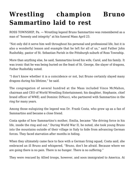 Wrestling Champion Bruno Sammartino Laid to Rest