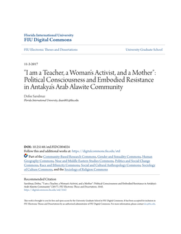 Political Consciousness and Embodied Resistance in Antakya's Arab Alawite Community Defne Sarsilmaz Florida International University, Dsars001@Fiu.Edu