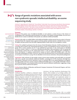 Range of Genetic Mutations Associated with Severe Non-Syndromic Sporadic Intellectual Disability: an Exome Sequencing Study