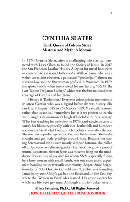 Cynthia Slater: Kink Queen of Folsom Street