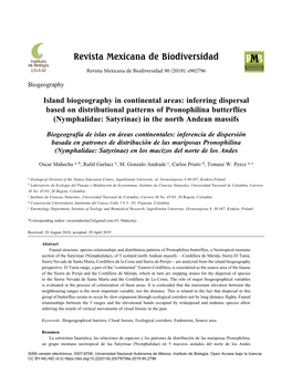 Island Biogeography in Continental Areas: Inferring Dispersal Based on Distributional Patterns of Pronophilina Butterflies (Nymp