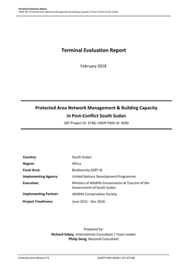 UNDP South Sudan Protected Areas Network Final Evaluation Report.Pdf