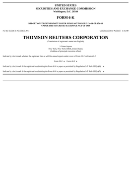THOMSON REUTERS CORPORATION (Translation of Registrant's Name Into English)