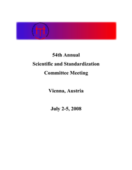 54Th Annual Scientific and Standardization Committee Meeting