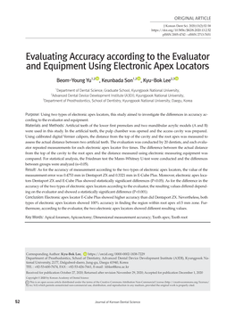 Evaluating Accuracy According to the Evaluator and Equipment Using Electronic Apex Locators