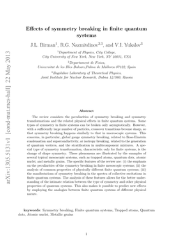 Effects of Symmetry Breaking in Finite Quantum Systems JL