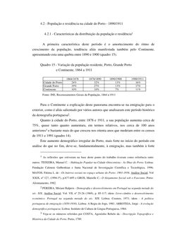 População E Residência Na Cidade Do Porto - 1890/1911