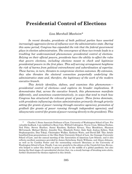 Presidential Control of Elections