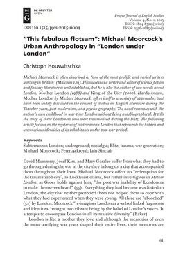 “This Fabulous Flotsam”: Michael Moorcock's Urban Anthropology In