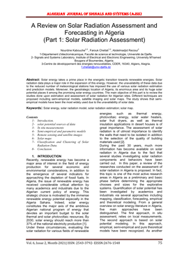 Part 1: Solar Radiation Assessment)