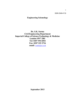 Engineering Seismology