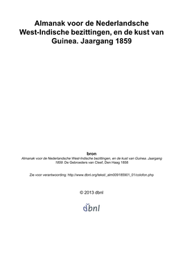 Almanak Voor De Nederlandsche West-Indische Bezittingen, En De Kust Van Guinea