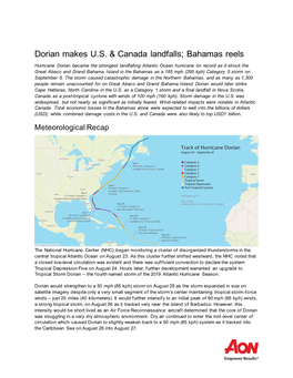 Dorian Makes US & Canada Landfalls