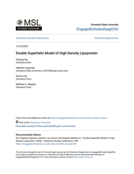 Double Superhelix Model of High Density Lipoprotein