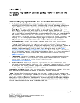 [MS-SRPL]: Directory Replication Service (DRS) Protocol Extensions for SMTP
