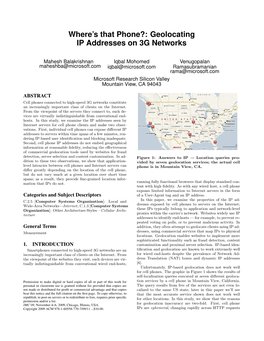 Geolocating IP Addresses on 3G Networks