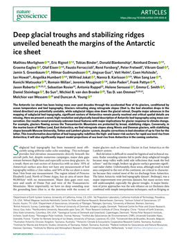 Deep Glacial Troughs and Stabilizing Ridges Unveiled Beneath the Margins of the Antarctic Ice Sheet