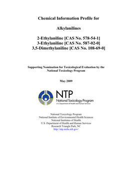 Chemical Information Profile for Alkylanilines 2-Ethylaniline [CAS No. 578-54-1]