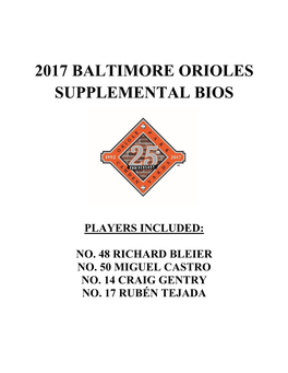 2017 Baltimore Orioles Supplemental Bios