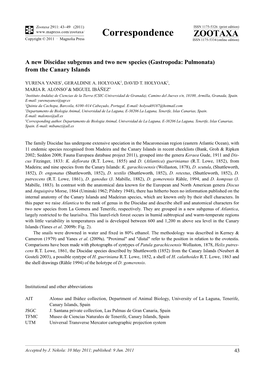 A New Discidae Subgenus and Two New Species (Gastropoda: Pulmonata) from the Canary Islands