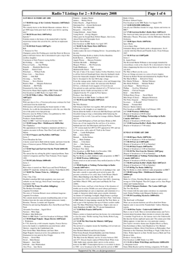 Radio 7 Listings for 2 – 8 February 2008 Page 1 of 6 SATURDAY 02 FEBRUARY 2008 Pomfret