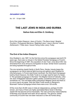 The Last Jews in India and Burma