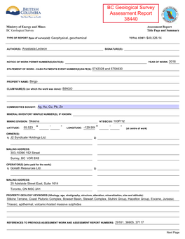 BC Geological Survey Assessment Report 38440