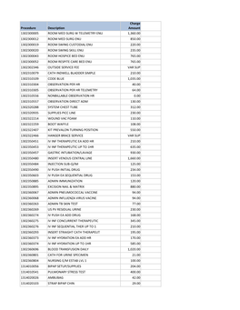 Procedure Description Charge Amount 1302300005 ROOM MED