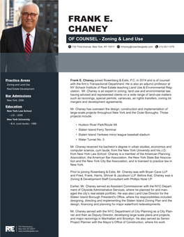FRANK E. CHANEY of COUNSEL - Zoning & Land Use
