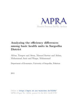 Analyzing Differences Among Basic Health Units Efficiency in Sargodha